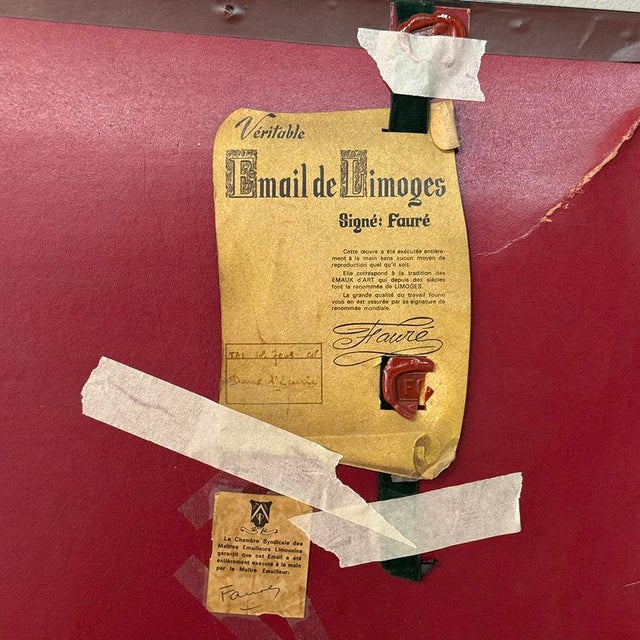 Antique Framed Limoges Porcelain by Camille Faure (1874-1956) 'Stablemates' For Sale - Image 16 of 16