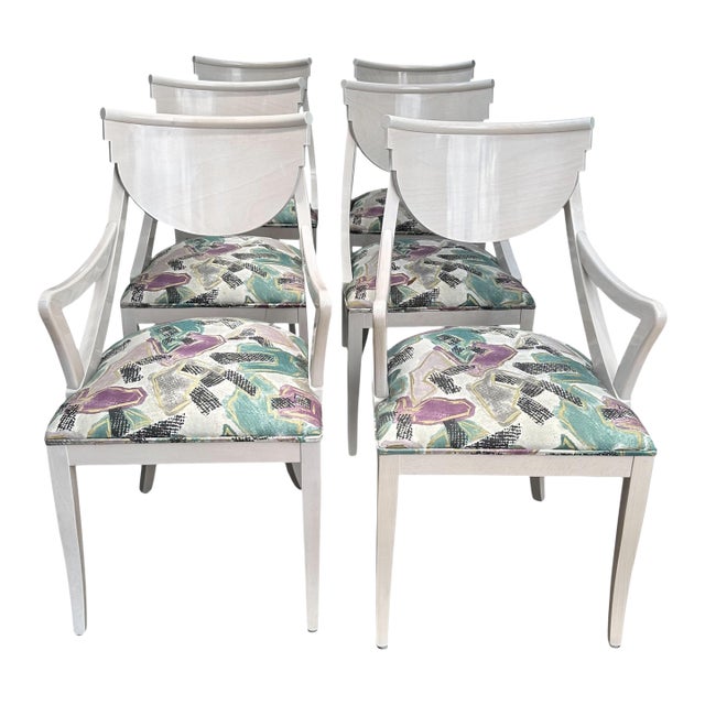 6 Lacquered Wood Hollywood Regency Dining Room Chairs by Pietro Costantini For Sale