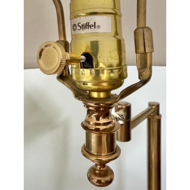 Vintage Stiffel Solid Brass Swing-Arm Floor Lamp For Sale In Washington DC - Image 6 of 6