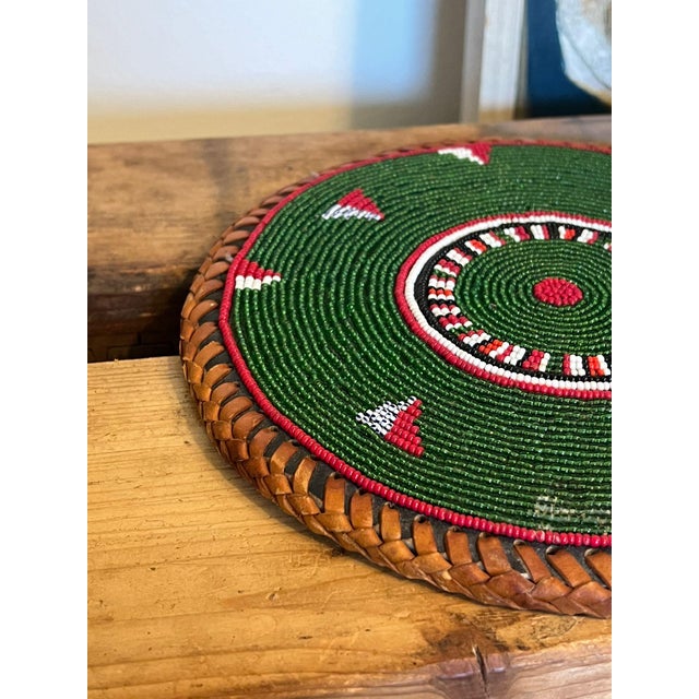 Vintage Woven Beaded Placement Coaster Decor For Sale - Image 4 of 7