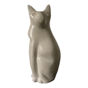Vintage Mid Century Marble White Cat Sculpture