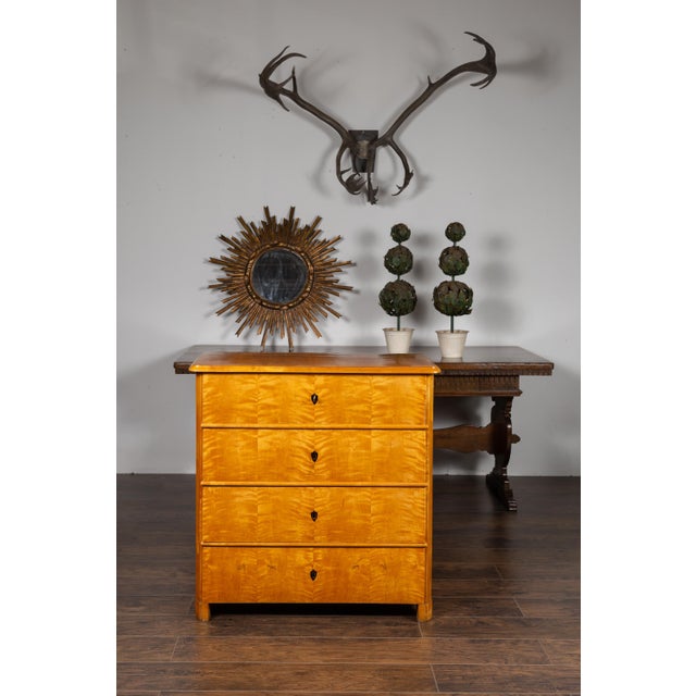 Austrian 1870s Biedermeier Style Four-Drawer Chest with Bookmarked Birch Veneer For Sale In Atlanta - Image 6 of 12