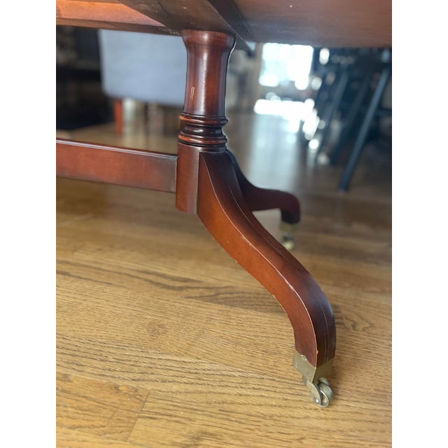 English Vintage Zangerle & Peterson Leather-Top Coffee Table | Chicago | 1920s–40s For Sale - Image 3 of 9