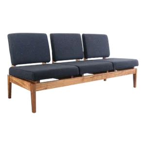 Bel Riposo' Mid Century Style Three (3) Seat Bench / Sofa in Solid Walnut Styled After Jens Risom for Risoms Designs Inc., USA