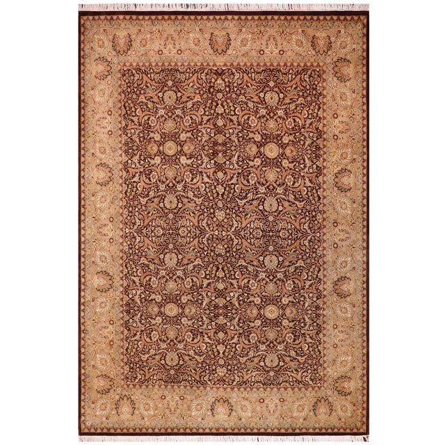 Brown Shabby Chic 1990's Pak-Persian Brown/Tan Wool Rug - 9'0'' X 12'2'' For Sale - Image 8 of 9