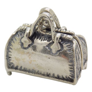 Vintage Italian Silver 800 Purse Dollhouse Miniature Box, 1970s For Sale