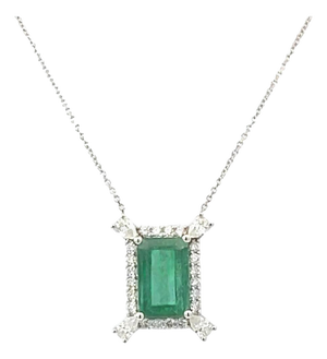 Natural Emerald Diamond Necklace 18" 14k Gold 6.04 TCW Certified