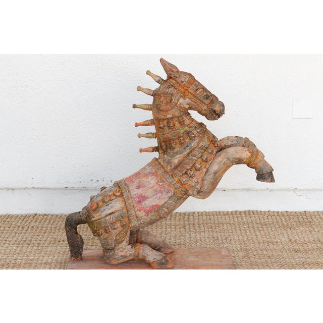 Large Antique Indian Ceremonial Carved Horse For Sale - Image 9 of 11