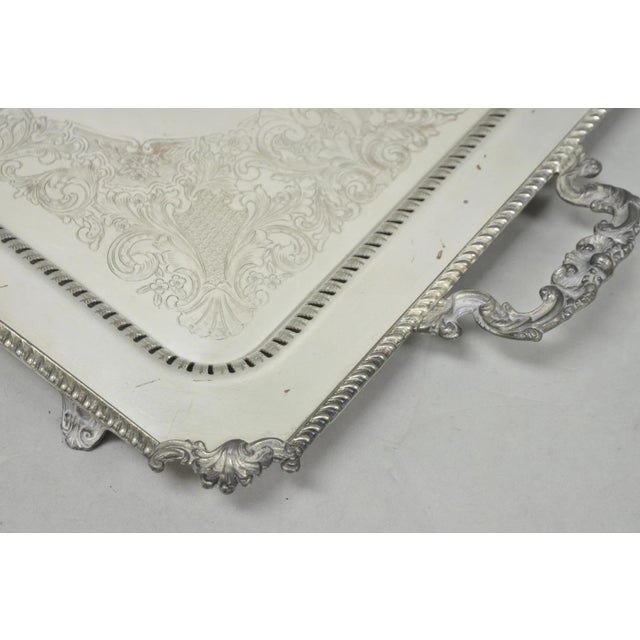 Vintage English Victorian Large Silver Plated Twin Handle Serving Platter Tray For Sale - Image 14 of 18