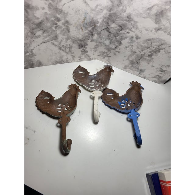 French Country Cast Iron Rooster Wall Hooks For Sale In San Francisco - Image 6 of 8