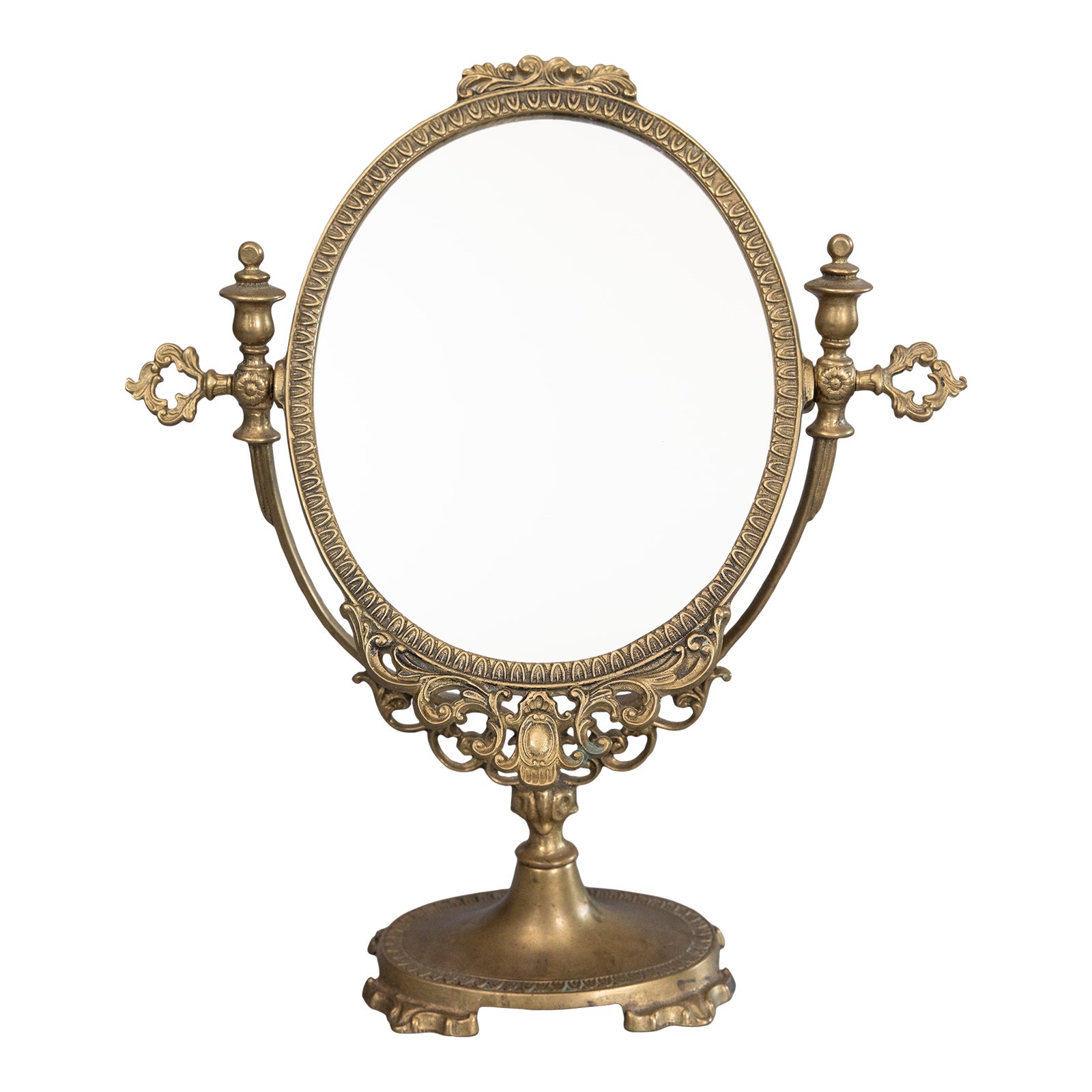 Vintage French Brass Vanity Table Mirror Chairish