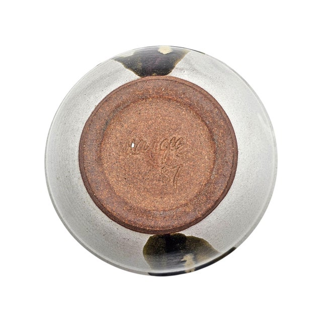 California Studio Pottery Stoneware Bowl With Drip Glaze Decoration 7" For Sale - Image 10 of 10