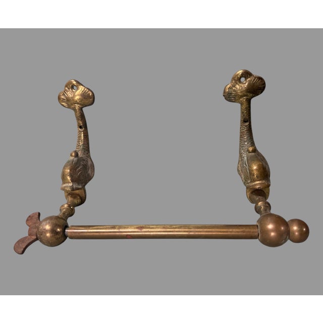 Vintage Brass Finish Figural Dolphin Koi Fish Wall Hanging Toilet Paper Holder For Sale - Image 4 of 6