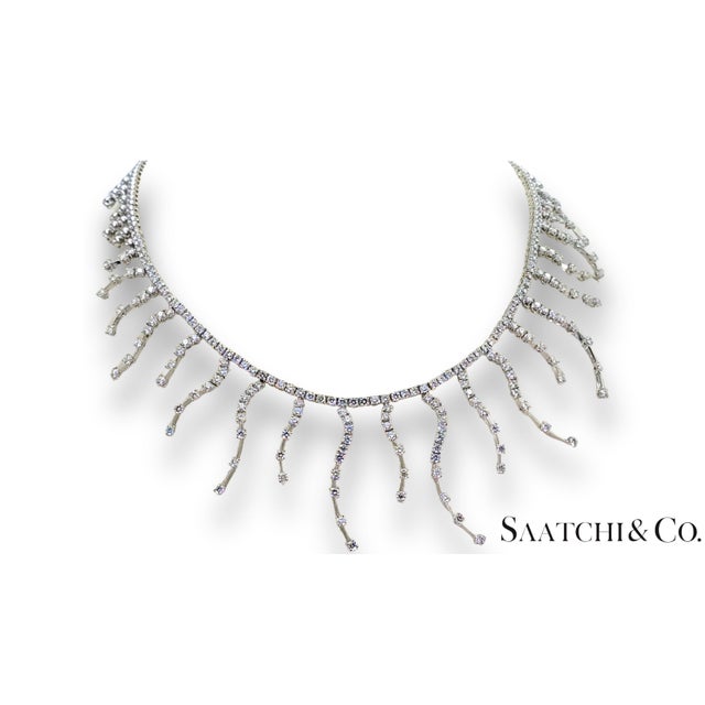 Silver 18k (750) White Gold - 12.60 Ct Natural Diamond -Vvs: Necklace For Sale - Image 8 of 11