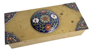 Cloisonne Brass Box Chinese Enamel Floral Medallion Trinket or Jewelry Box