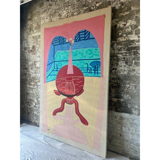 Bring bold color and whimsical energy into your space with this vibrant oversized canvas artwork. Featuring a surreal,...