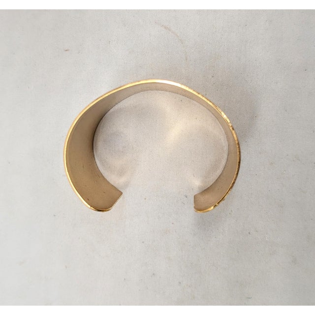 Vintage 1980s Signed Monet Wide Goldtone Cuff Bracelet For Sale - Image 11 of 14