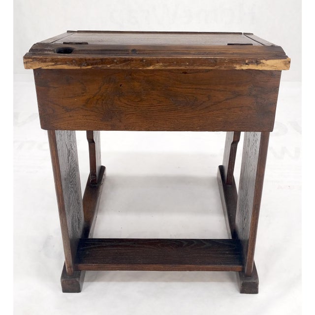 Primitive Antique Varnished Chestnut Lift Top Child Desk Secretary w/Bench NICE! For Sale - Image 9 of 17