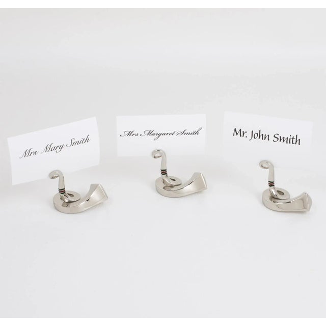 Gucci Gucci Italy Chrome and Enamel Equestrian Place Card Holders, twelve in box For Sale - Image 4 of 13