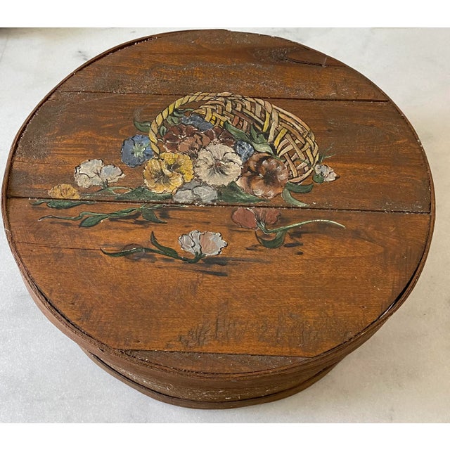 Vintage Hand Painted Wooden Round Box For Sale - Image 9 of 9