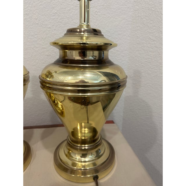 1980's Large Brass Ginger Jar Lamps For Sale - Image 4 of 4