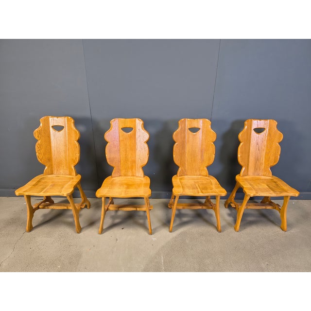 Brutalist Vintage Rustic Dining Chairs, 1960s, Set of 4 For Sale - Image 3 of 13