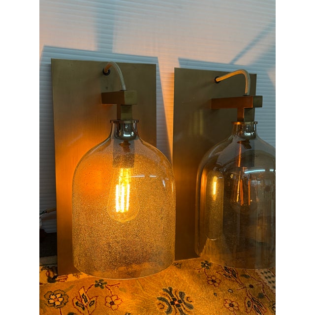 Early 21st Century Brass Plate + Mercury Glass Wall Sconces, Pair For Sale - Image 5 of 12