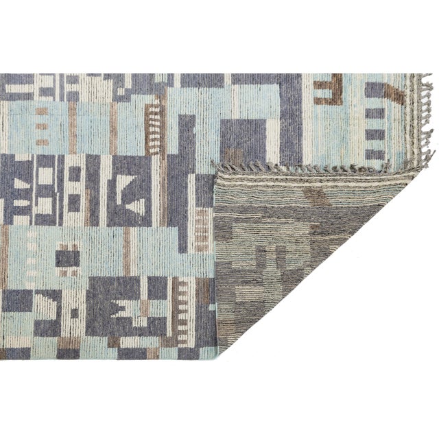 Abstract 10x14 Abstract Urban Nomad: Modern Moroccan Style Handmade Wool Rug For Sale - Image 3 of 11