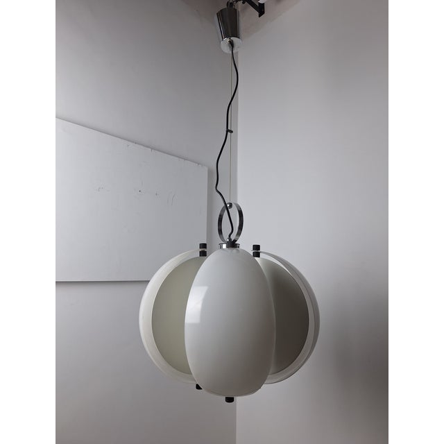 Metal Acrylic Glass Spicchio Pendant by Danilo and Corrado Aroldi for Stilnovo, 1970s For Sale - Image 7 of 10