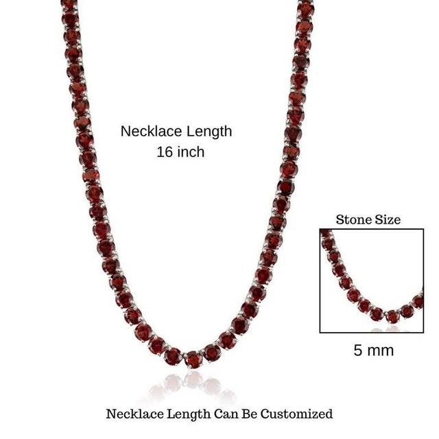 Classic Silver 49.05ct Natural Garnet Tennis Necklace Gift for Her For Sale - Image 10 of 12