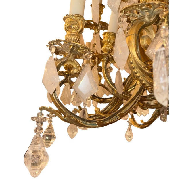 1880s Louis XVI 42-Light Dore Bronze & Rock Crystal Chandelier Signed b.r For Sale - Image 10 of 15