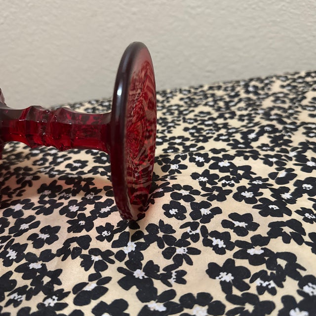 1970s Mid-Century Modern Viking Style Glass Ruby Compote For Sale - Image 5 of 6