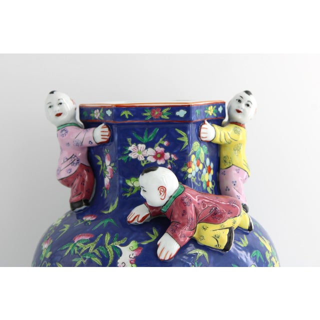 Gorgeous Chinese Porcelain Fertility Vase, Large 14" tall x 9.5” Wide, Early 20th Century In traditional Chinese art,...