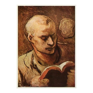 Circa 1950s After Honoré Daumier "The Reader" Vintage Full-Color Print For Sale