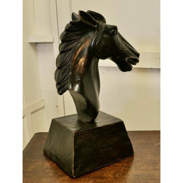 Large Carved Wooden Horse Head, 1950 For Sale - Image 3 of 8