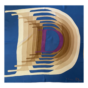 Dior Silk Scarf « D » Logo 1970, Blue