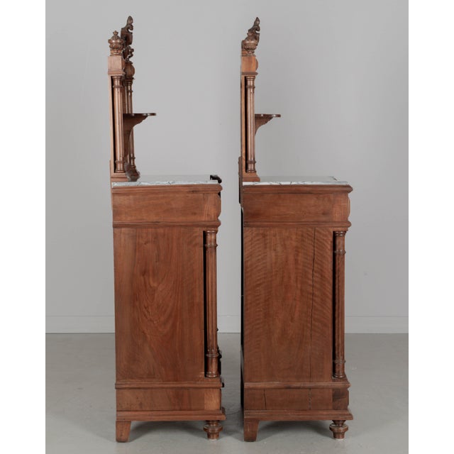 Brown Pair of Italian Walnut Marble Top Nightstands For Sale - Image 8 of 10