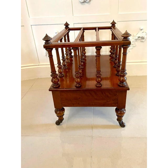Antique Victorian Figured Walnut Magazine Stand For Sale - Image 4 of 11