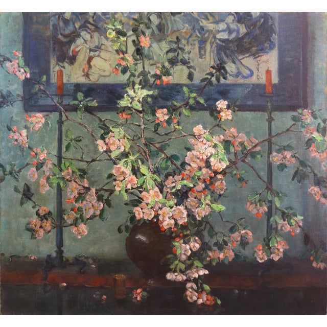 Signed lower right, 'Anna Lee Stacey' (American, 1871–1943) and dated, verso, 1924. An elegant and substantial still-life...