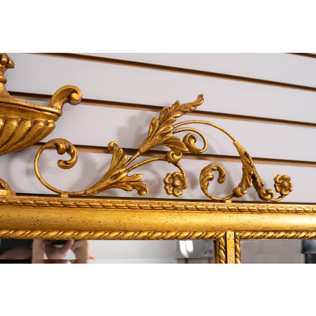 Glass Labarge Federal Style Urn Top Gold Finish Mirror For Sale - Image 7 of 10