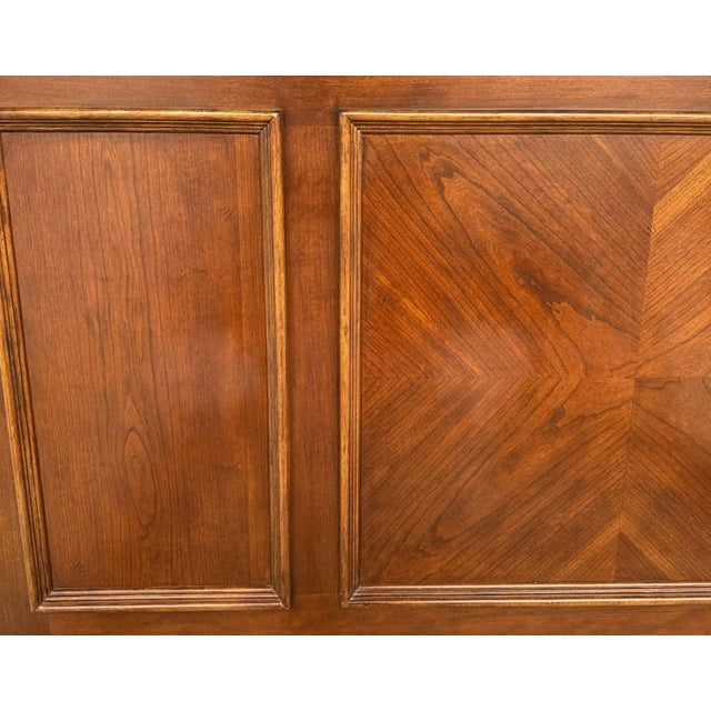 Cherry Finish Queen Size Paneled Bed Frame For Sale In Raleigh - Image 6 of 12