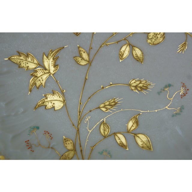 Antique Charles Ahrenfeldt Limoges France Gold Floral Plate W Brass Stand 8.5" For Sale - Image 10 of 11