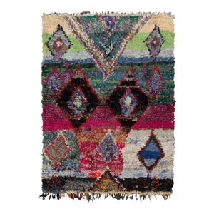 1950s Vintage Berber Moroccan Rug in Multicolour Geometric Pattern