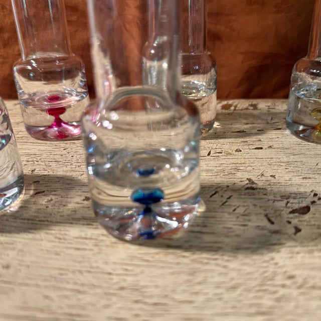 Set of 6 Vintage Colorful Bubble Bottom Shot/Cordial Glasses | Chairish