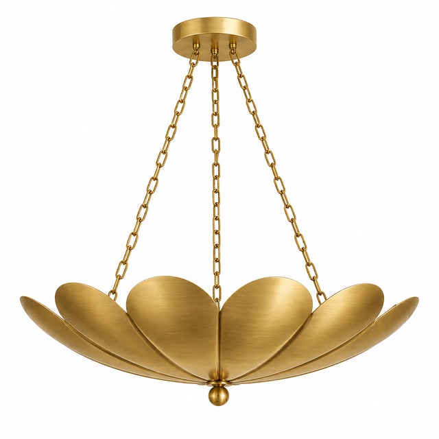 Gold Shell Pendant Chandelier Light, Modern Coastal Ceiling Fixture, Elegant Gold Decor for Living Room or Dining Area For Sale - Image 10 of 14