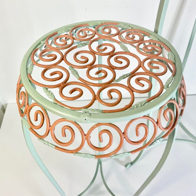 1950s Vintage Art Nouveau French Tole Metal Plant Stands - A Pair, Newly Painted For Sale - Image 10 of 10