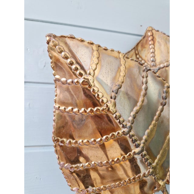 Metal Floral Wall Sconce in Brass from Maison Jansen, France, 1970s For Sale - Image 7 of 11
