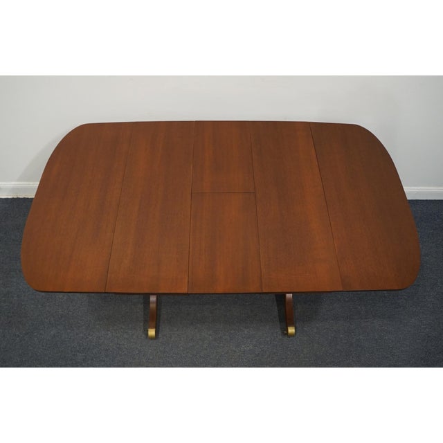 Late 20th Century Craddock Furniture Solid Mahogany Traditional Duncan Phyfe Style 70" Drop Leaf Pedestal Dining Table W. Self Storing Leaf For Sale - Image 5 of 12