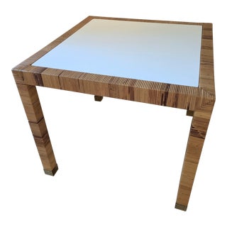 1970s Mid-Century Bielecky Wrapped Rattan Table For Sale