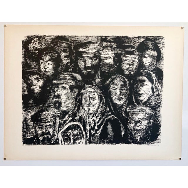 Anatoli Lvovich Kaplan, Vintage Russian Ukrainian Shtetl Scene Judaica Lithograph Jewish City Faces, 1957-1961 For Sale In Miami - Image 6 of 6